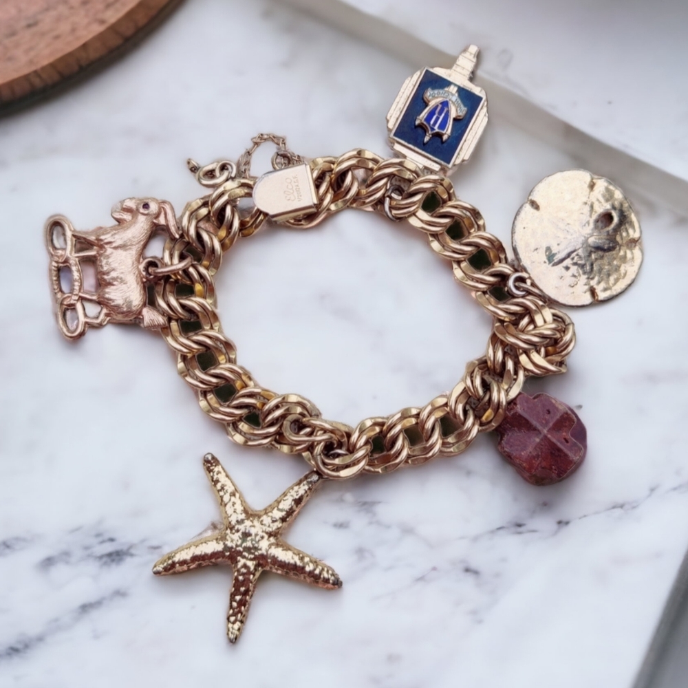 Antique 12k Gf Elco Charm Bracelet